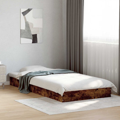 Floor Bed Frame Smoked Oak 80 x 200 cm Engineered Wood
