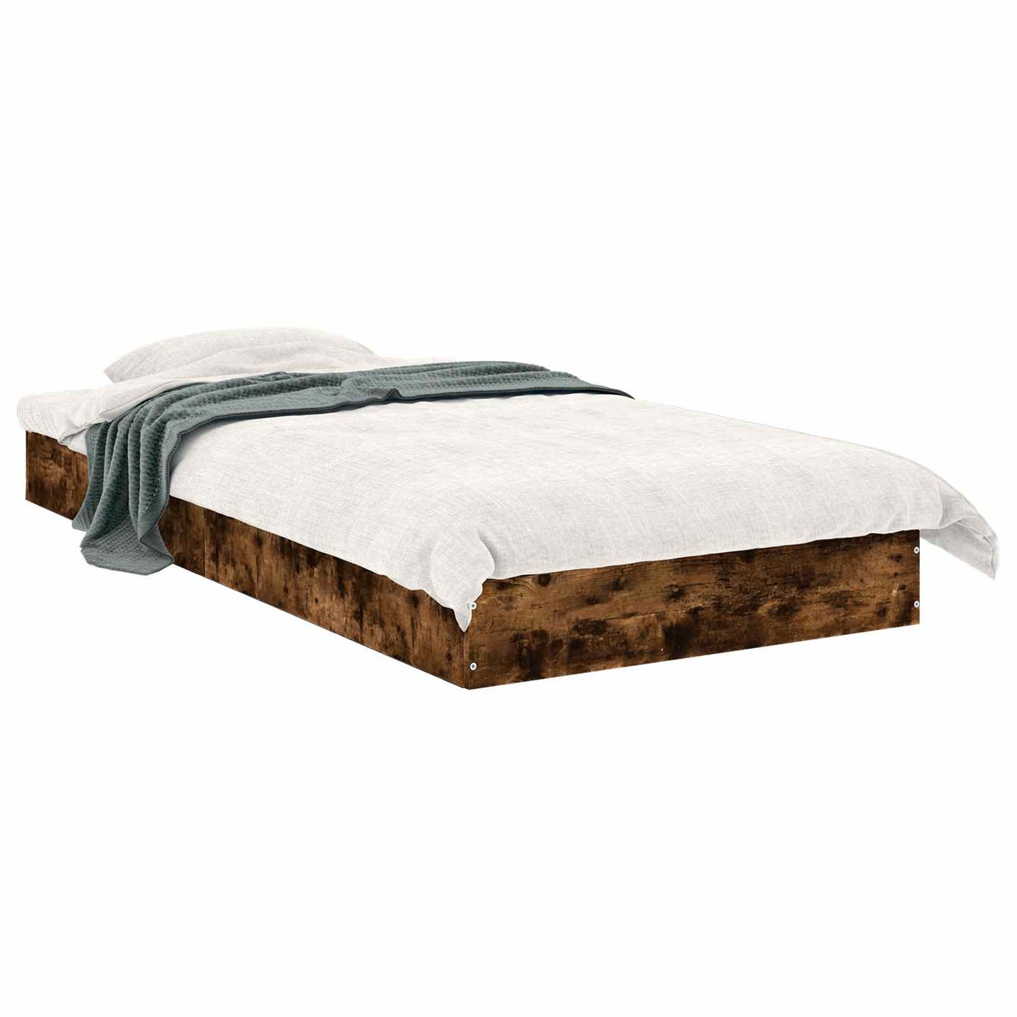 Floor Bed Frame Smoked Oak 80 x 200 cm Engineered Wood