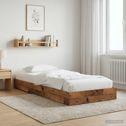 Floor Bed Frame Old Wood 80 x 200 cm Engineered Wood
