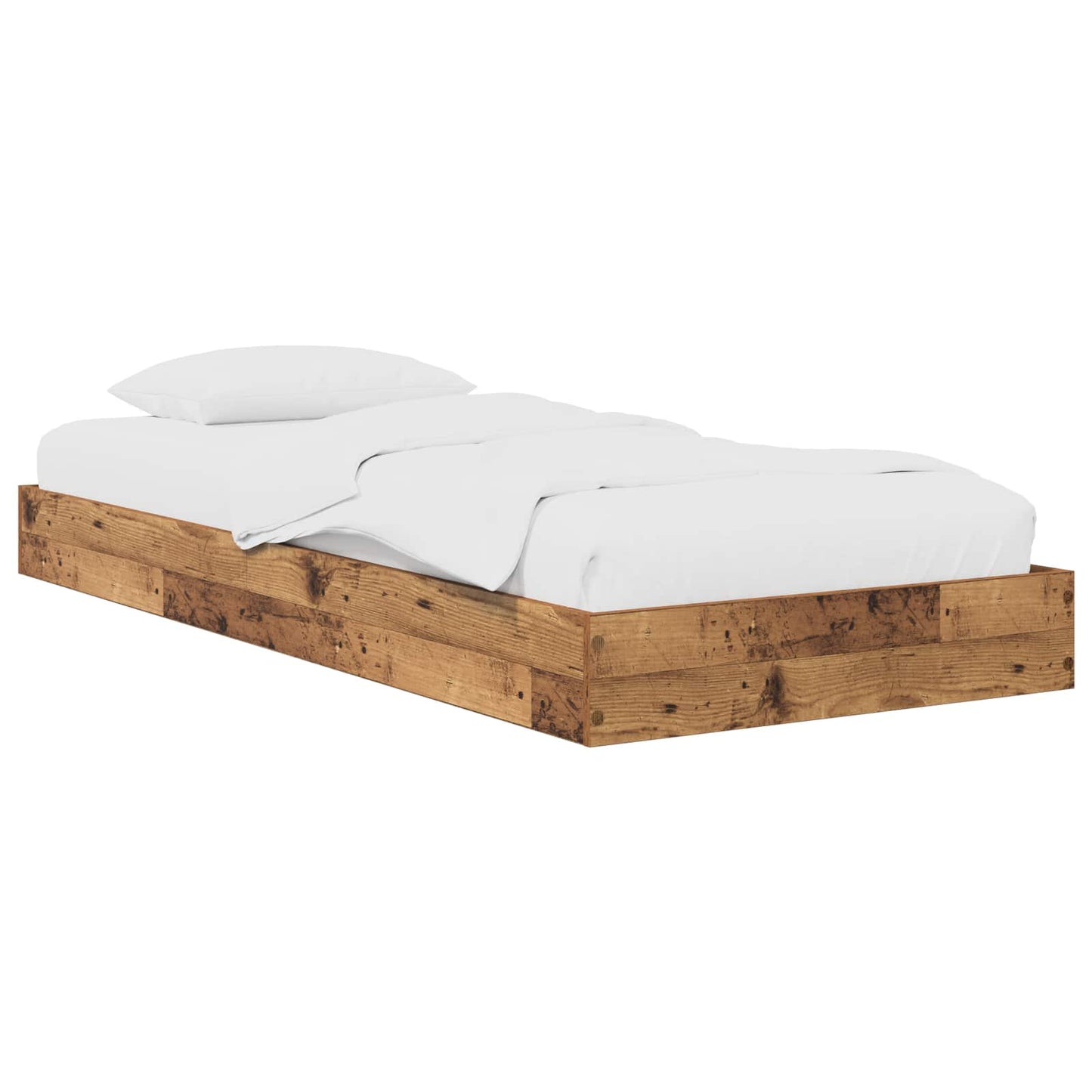 Floor Bed Frame Old Wood 80 x 200 cm Engineered Wood