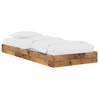 Floor Bed Frame Old Wood 80 x 200 cm Engineered Wood
