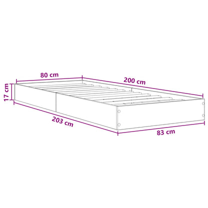 Floor Bed Frame Concrete Grey 80 x 200 cm Engineered Wood