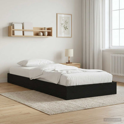 Floor Bed Frame Black Oak 80 x 200 cm Engineered Wood