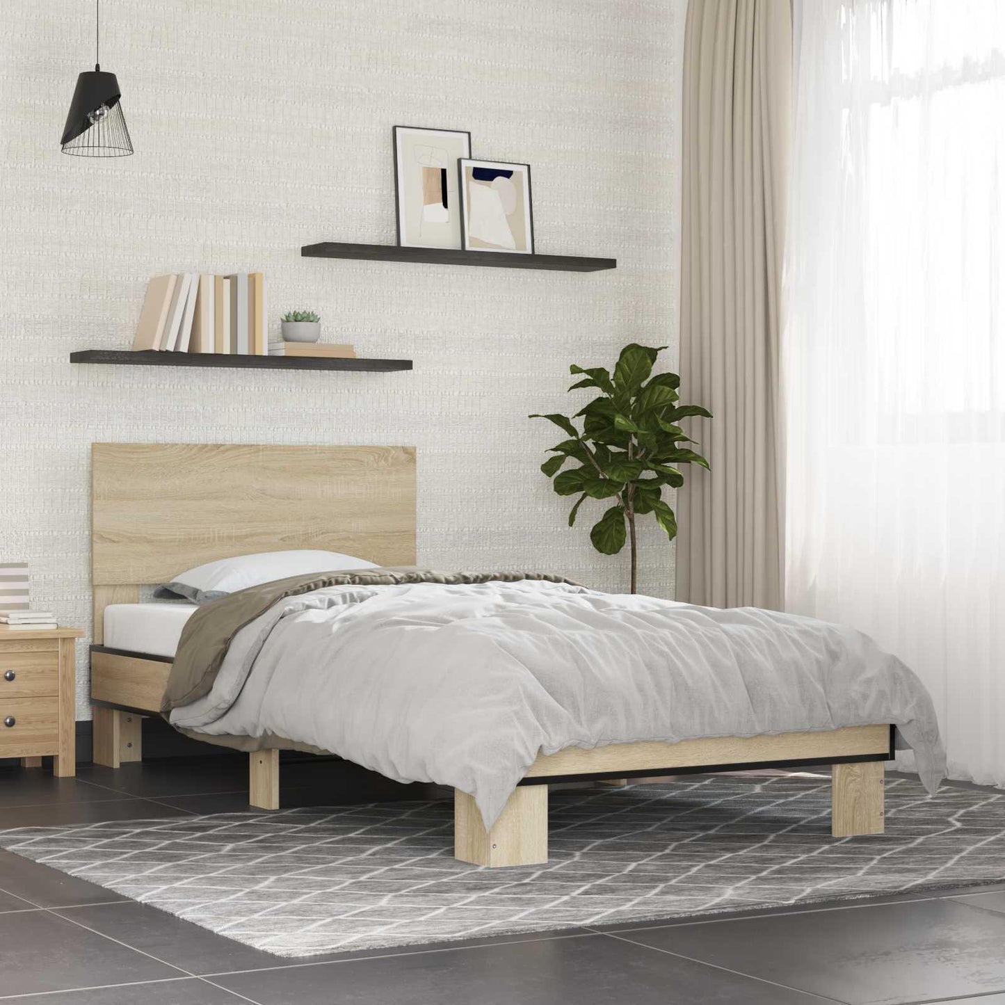 Bed Frame with Headboard Sonoma Oak 80 x 200 cm Engineered Wood