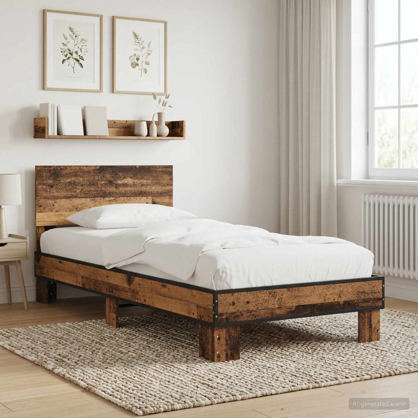 Bed Frame with Headboard Old Wood 80 x 200 cm Engineered Wood