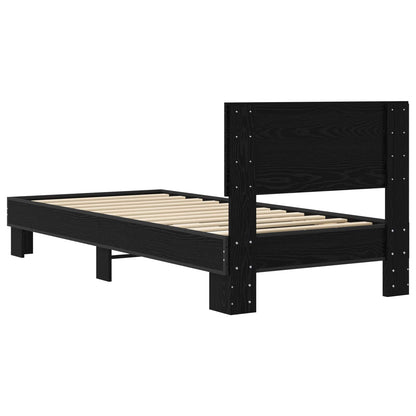 Bed Frame with Headboard Black Oak 80 x 200 cm Engineered Wood