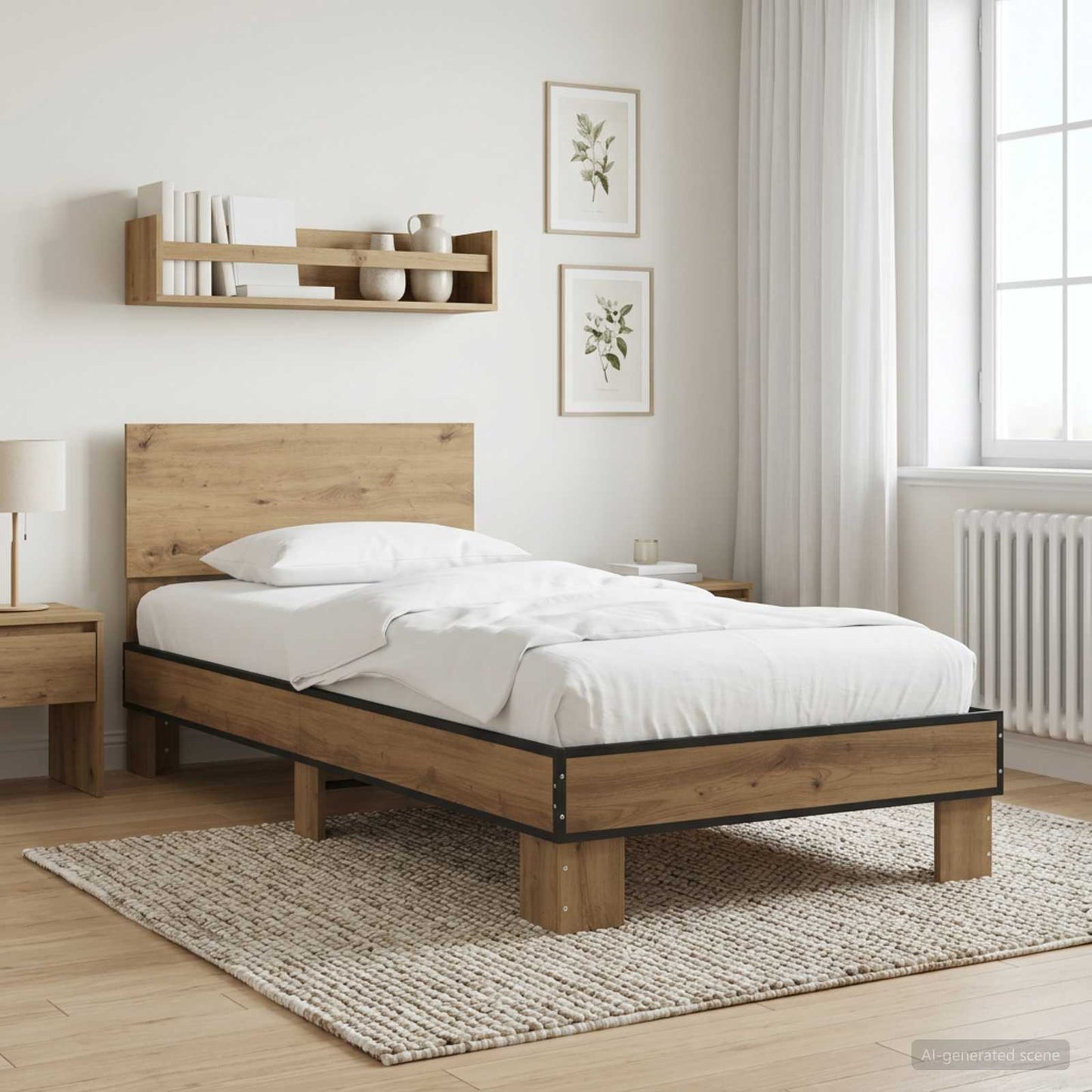 Bed Frame with Headboard Artisan Oak 80 x 200 cm