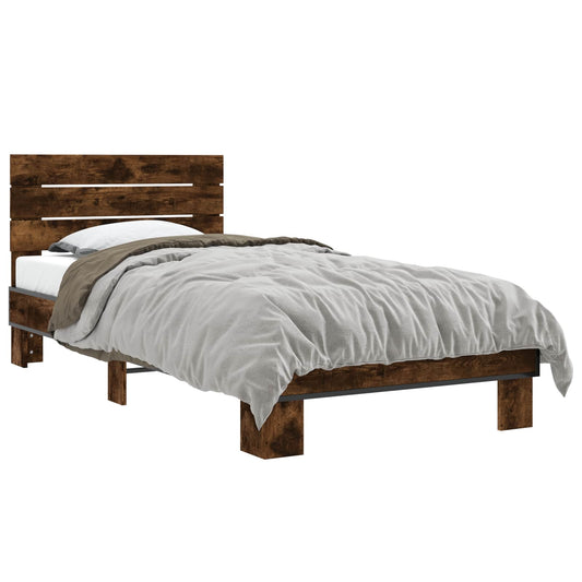 Bed Frame with Headboard Smoked Oak 80 x 200 cm Engineered Wood