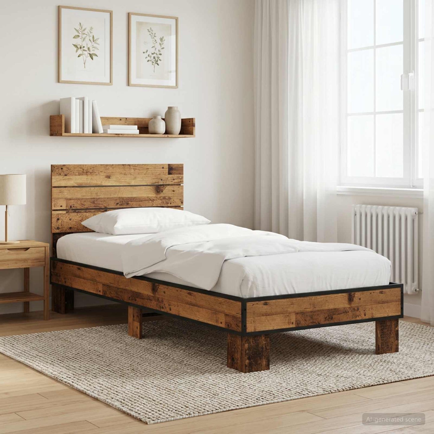 Bed Frame with Headboard Old Wood 80 x 200 cm Engineered Wood