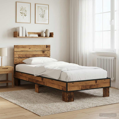 Bed Frame with Headboard Old Wood 80 x 200 cm Engineered Wood