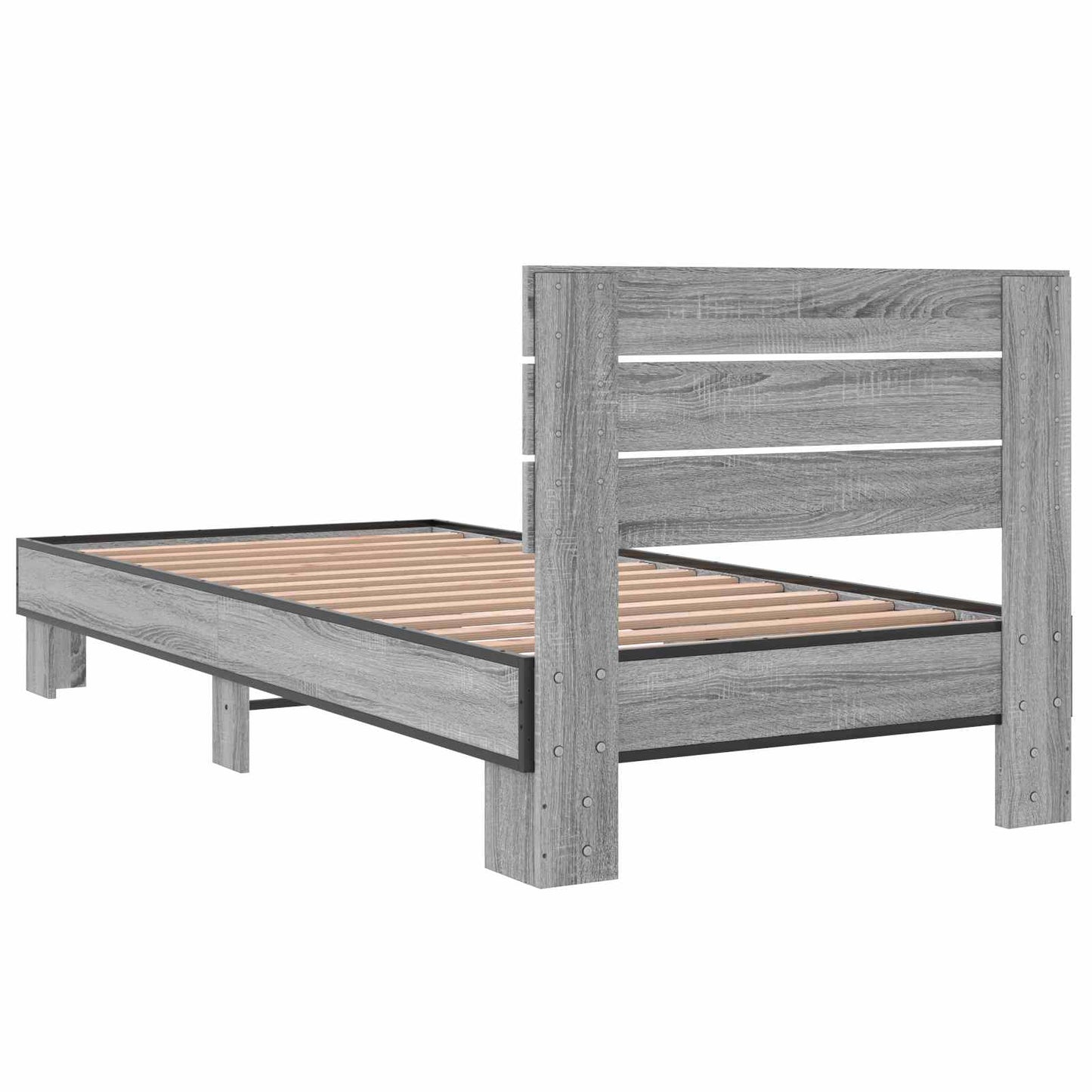 Bed Frame with Headboard Grey Sonoma 80 x 200 cm