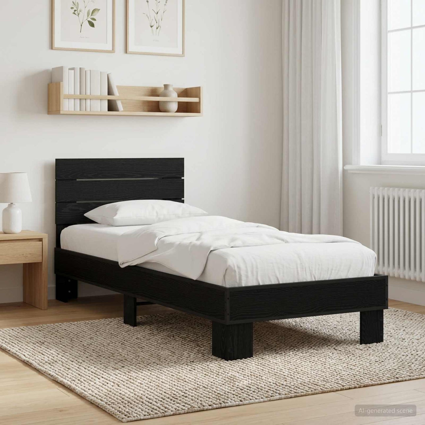 Bed Frame with Headboard Black Oak 80 x 200 cm Engineered Wood