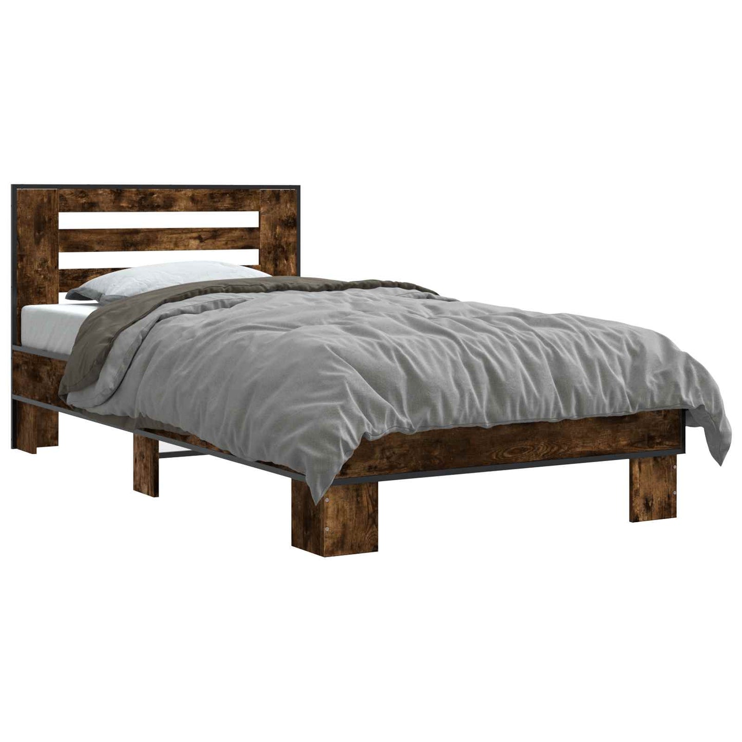 Bed Frame with Headboard Smoked Oak 80 x 200 cm Engineered Wood