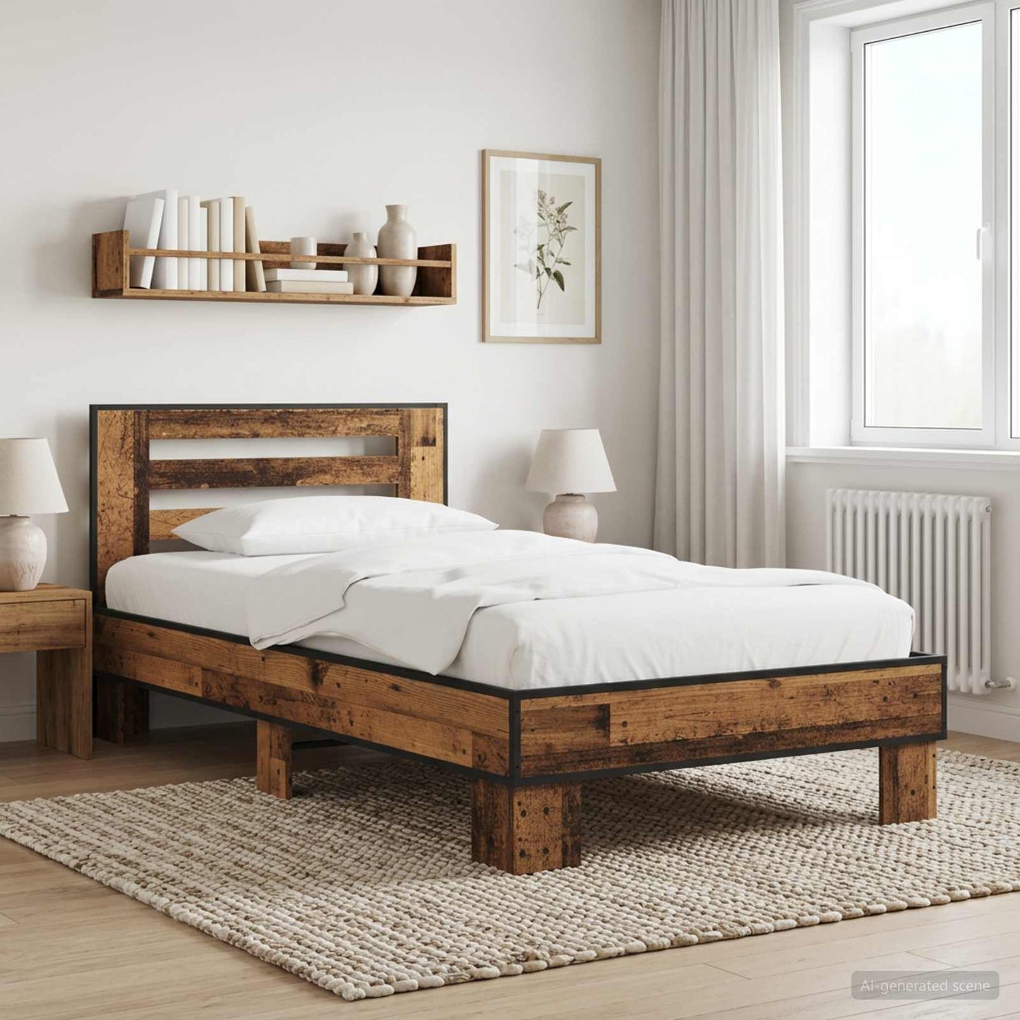 Bed Frame with Headboard Old Wood 80 x 200 cm Engineered Wood