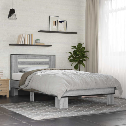 Bed Frame with Headboard Grey Sonoma 80 x 200 cm