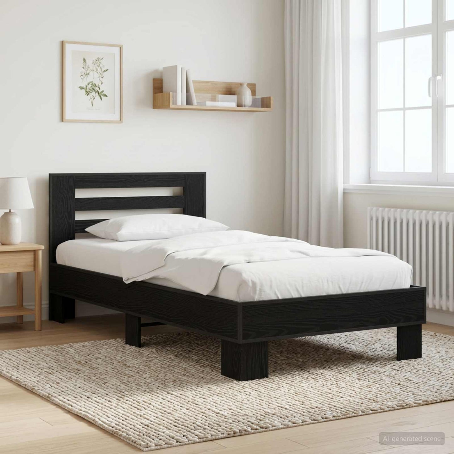 Bed Frame with Headboard Black Oak 80 x 200 cm Engineered Wood