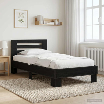 Bed Frame with Headboard Black Oak 80 x 200 cm Engineered Wood