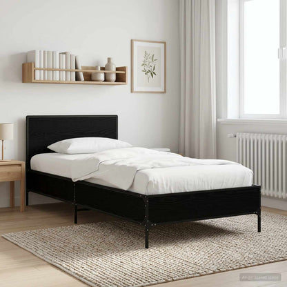 Bed Frame with Headboard Black Oak 80 x 200 cm Engineered Wood