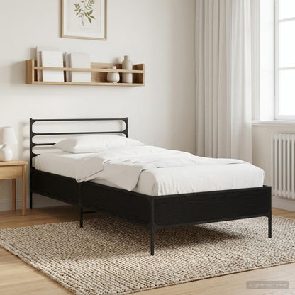 Bed Frame Black Oak 80 x 200 cm Engineered Wood
