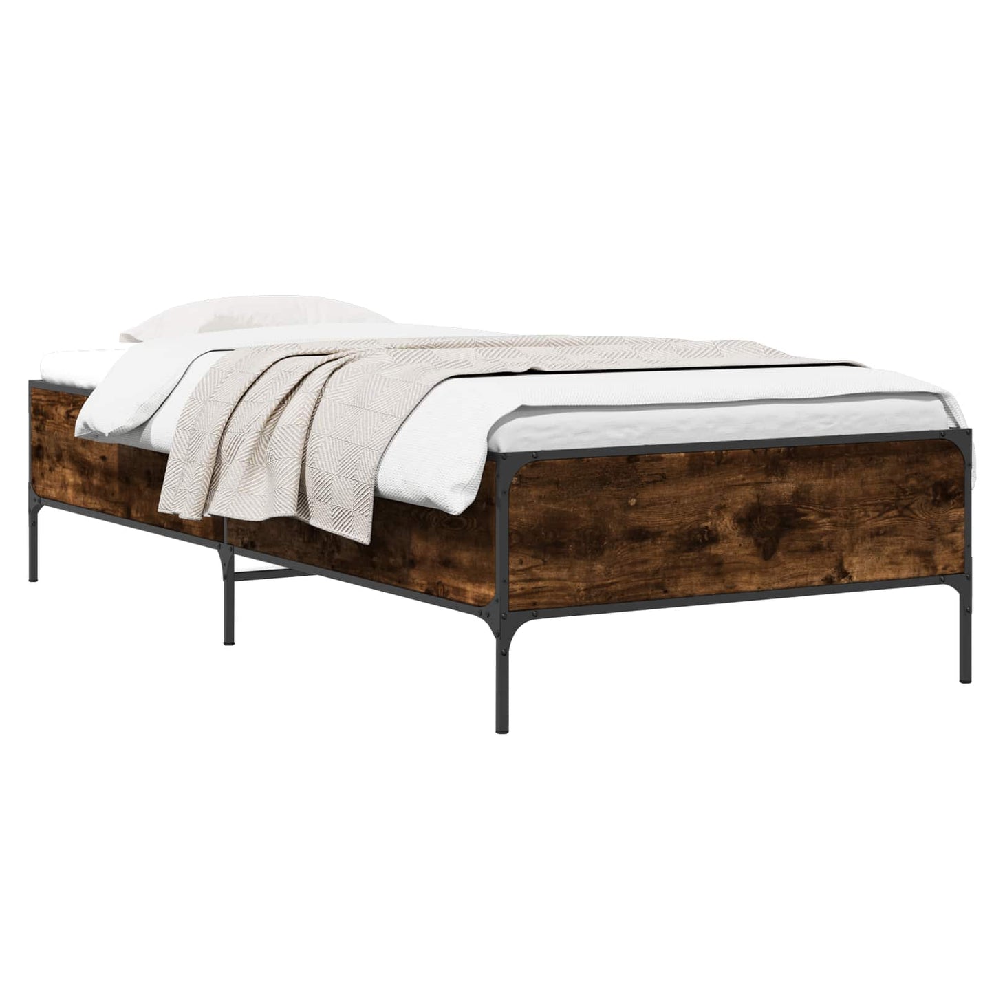 Bed Frame Smoke Oak 80 x 200 cm Engineered Wood