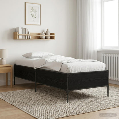 Bed Frame Black Oak 80 x 200 cm Engineered Wood
