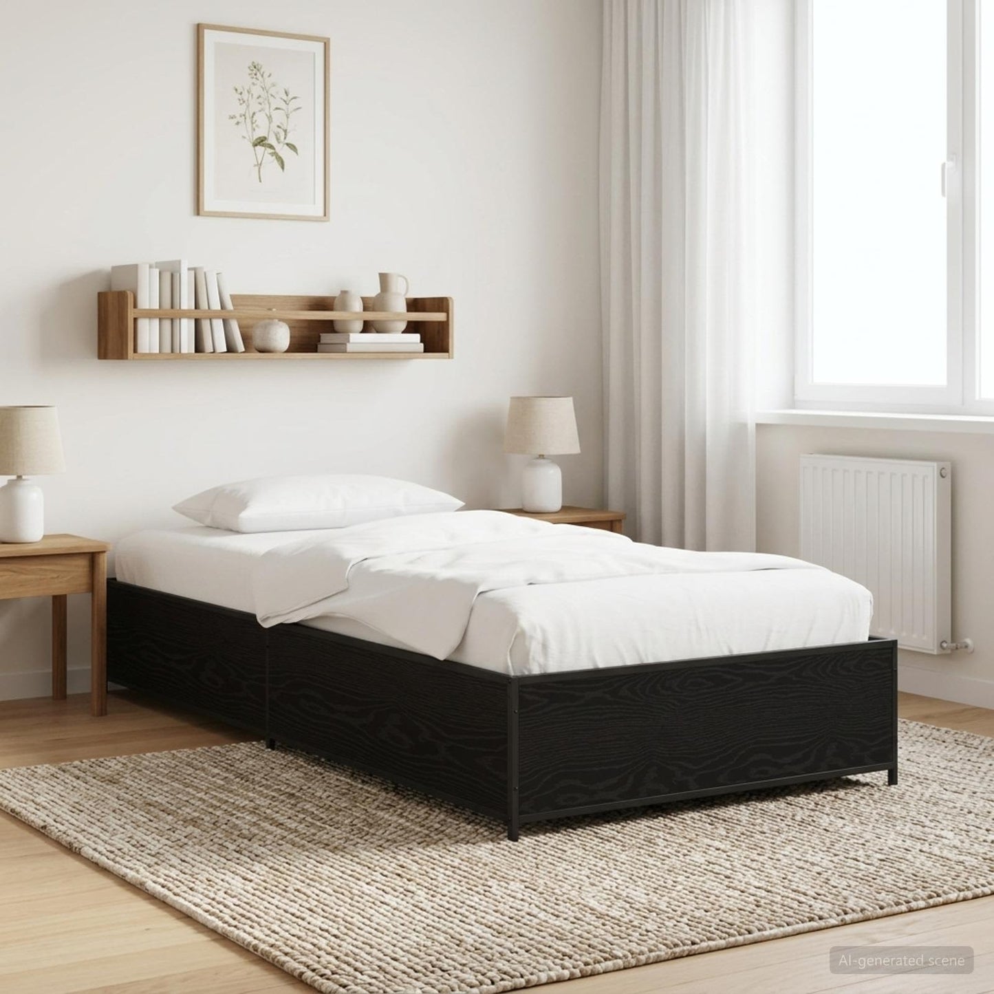 Bed Frame Black Oak 80 x 200 cm Engineered Wood