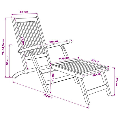 Folding Deck Chair Natural Solid Teak Wood