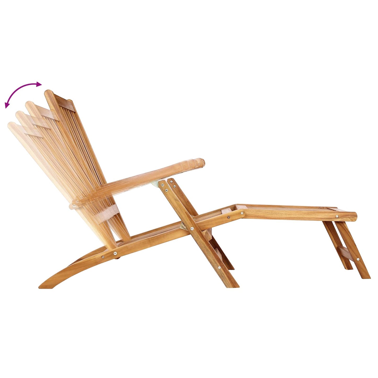 Folding Deck Chair with Table Natural Solid Teak Wood
