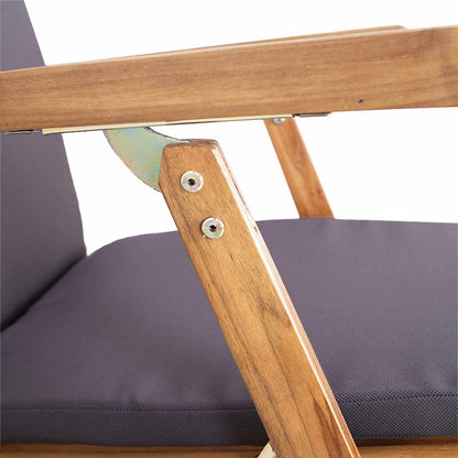 Folding Deck Chair with Cushion Dark Grey Solid Teak Wood