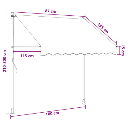 Manual Retractable Awning 180 g / m² Polyester with PU Coated