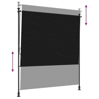 Outdoor Roller Blind Black 150 x 270 cm