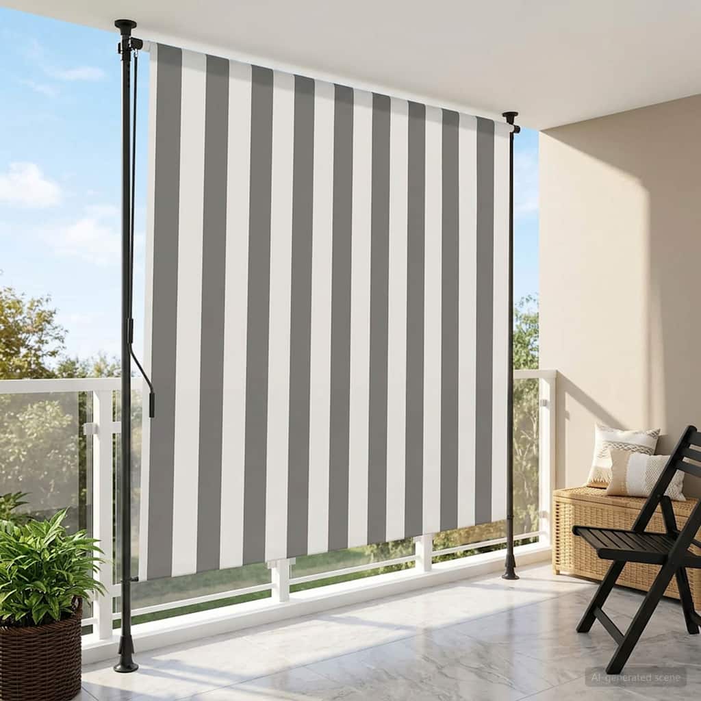 Outdoor Roller Blind Anthracite and White 100 x 270 cm
