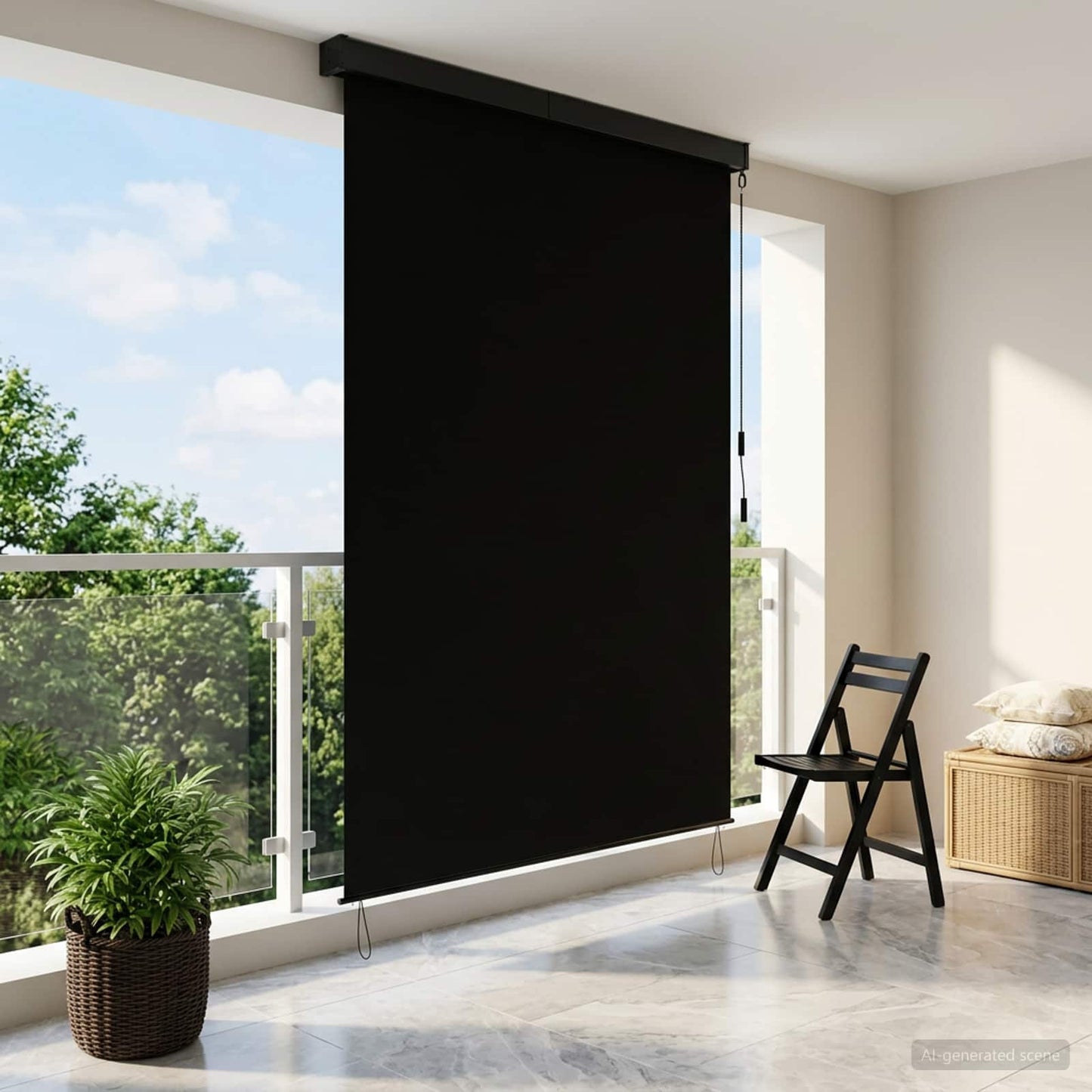 Roller Blind Black 60 x 250 cm Fabric and Aluminum