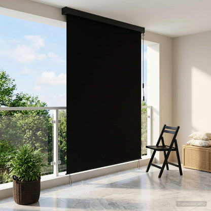 Roller Blind Black 60 x 250 cm Fabric and Aluminum