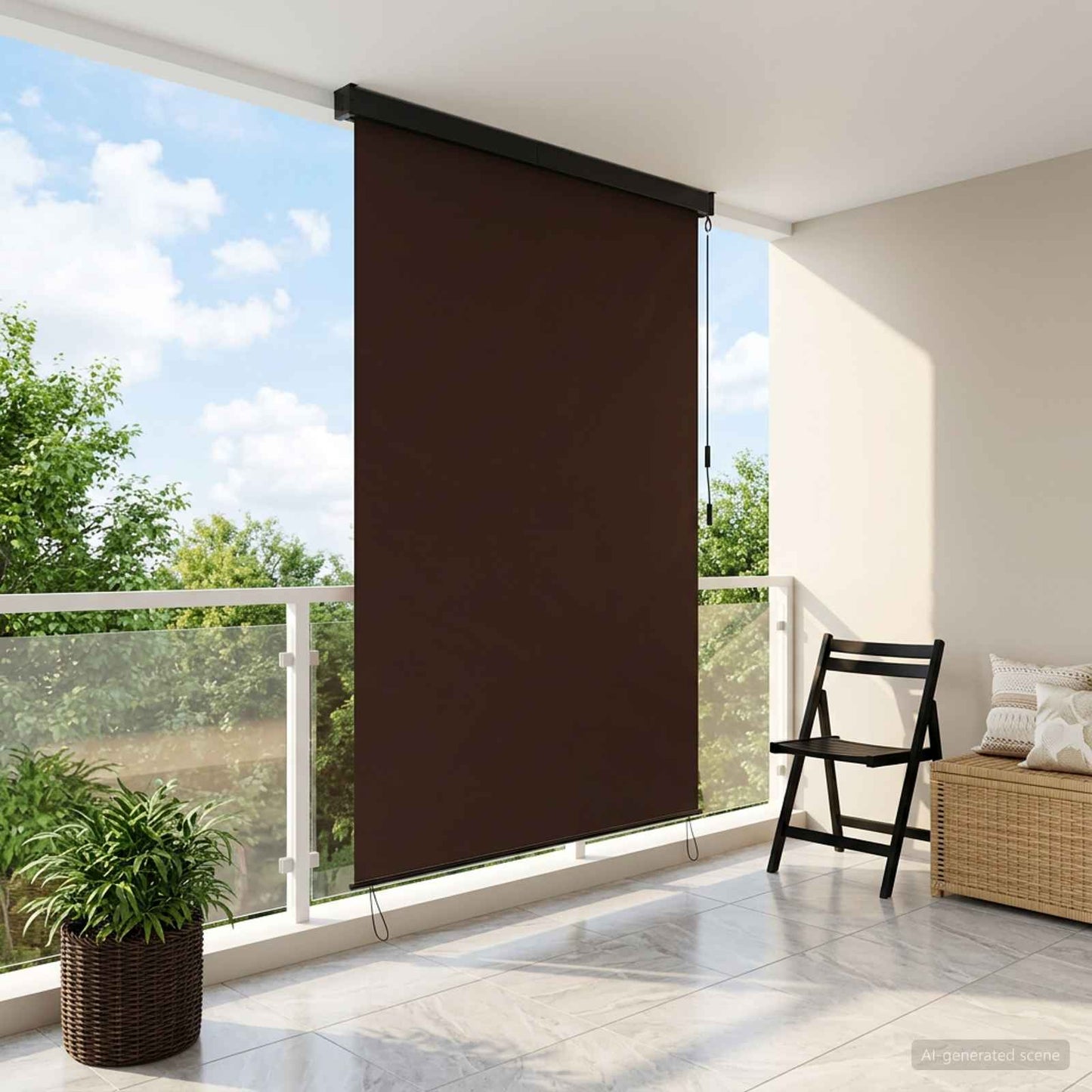 Roller Blind Brown 60 x 250 cm Fabric and Aluminum