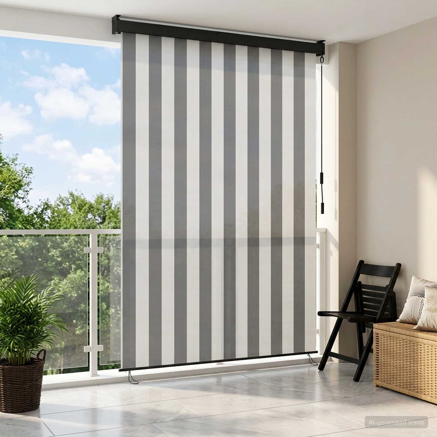 Roller Blind Anthracite and White 60 x 250 cm