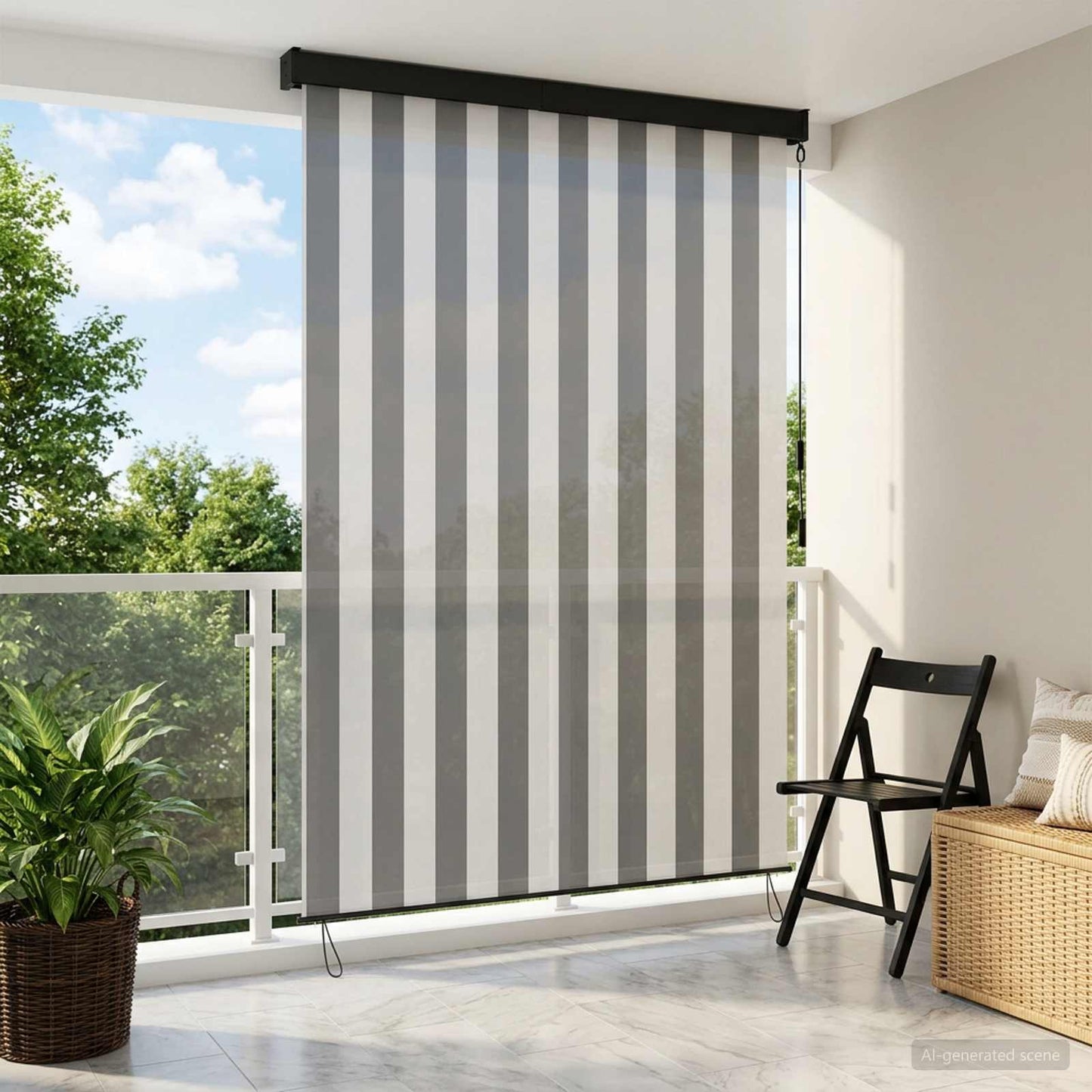 Roller Blind Anthracite and White 100 x 250 cm