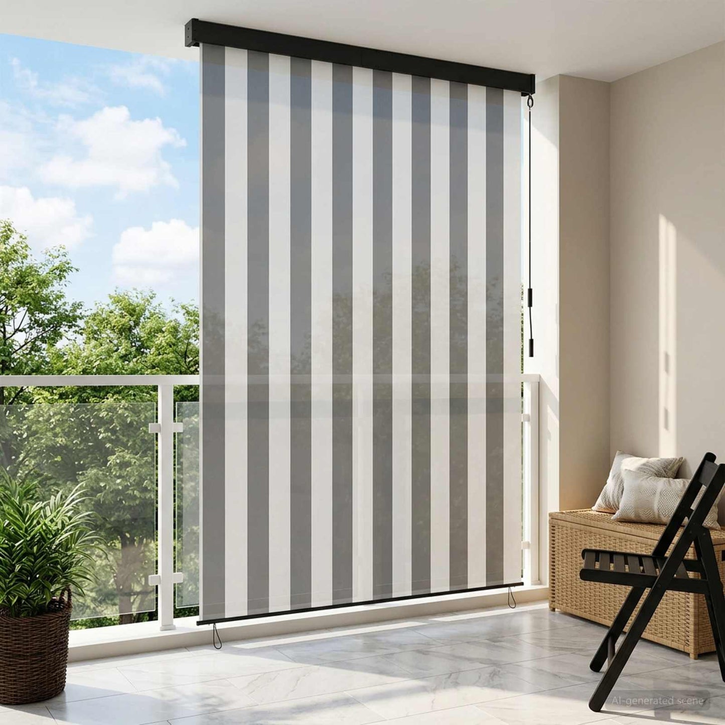 Roller Blind Anthracite and White 120 x 250 cm