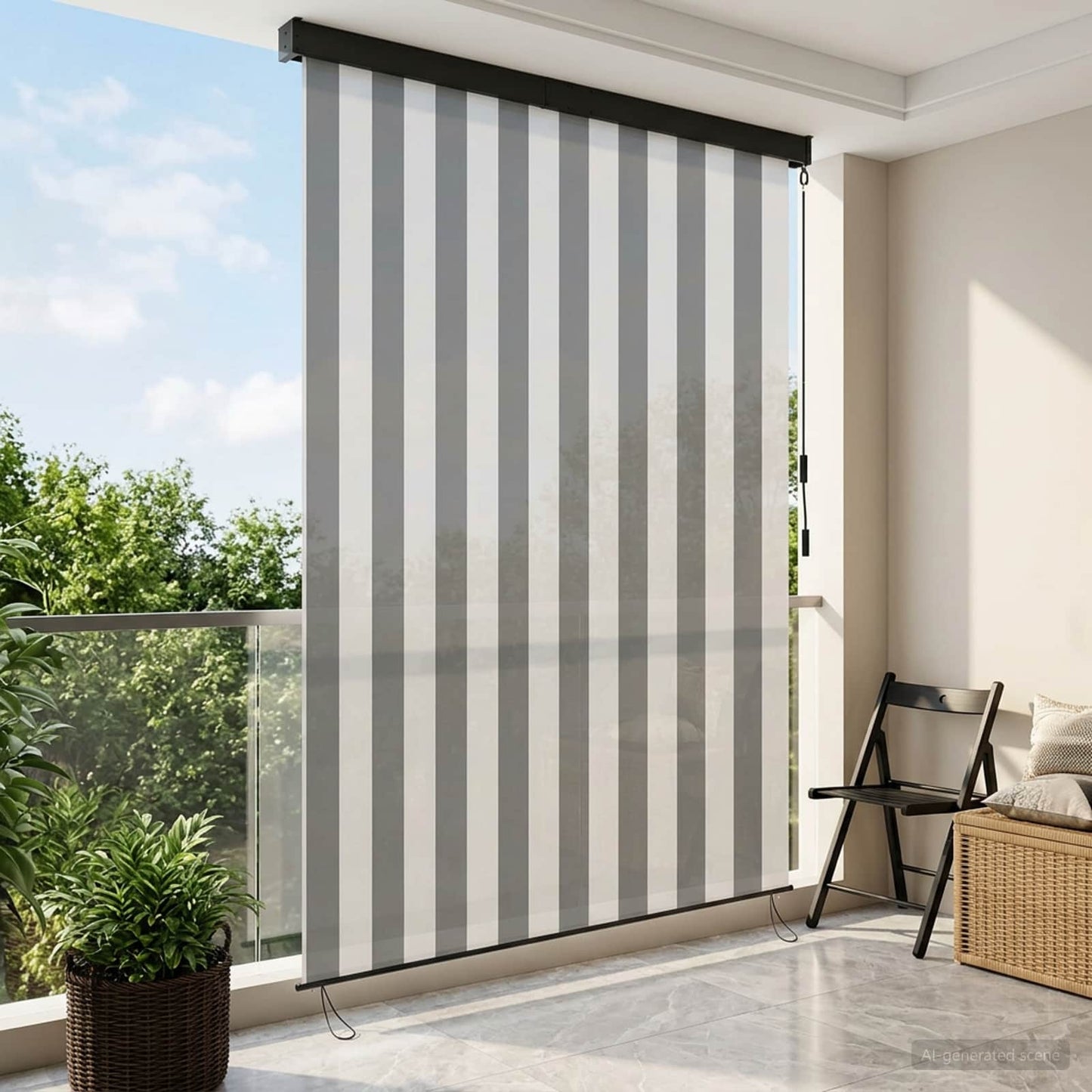 Roller Blind Anthracite and White 140 x 250 cm