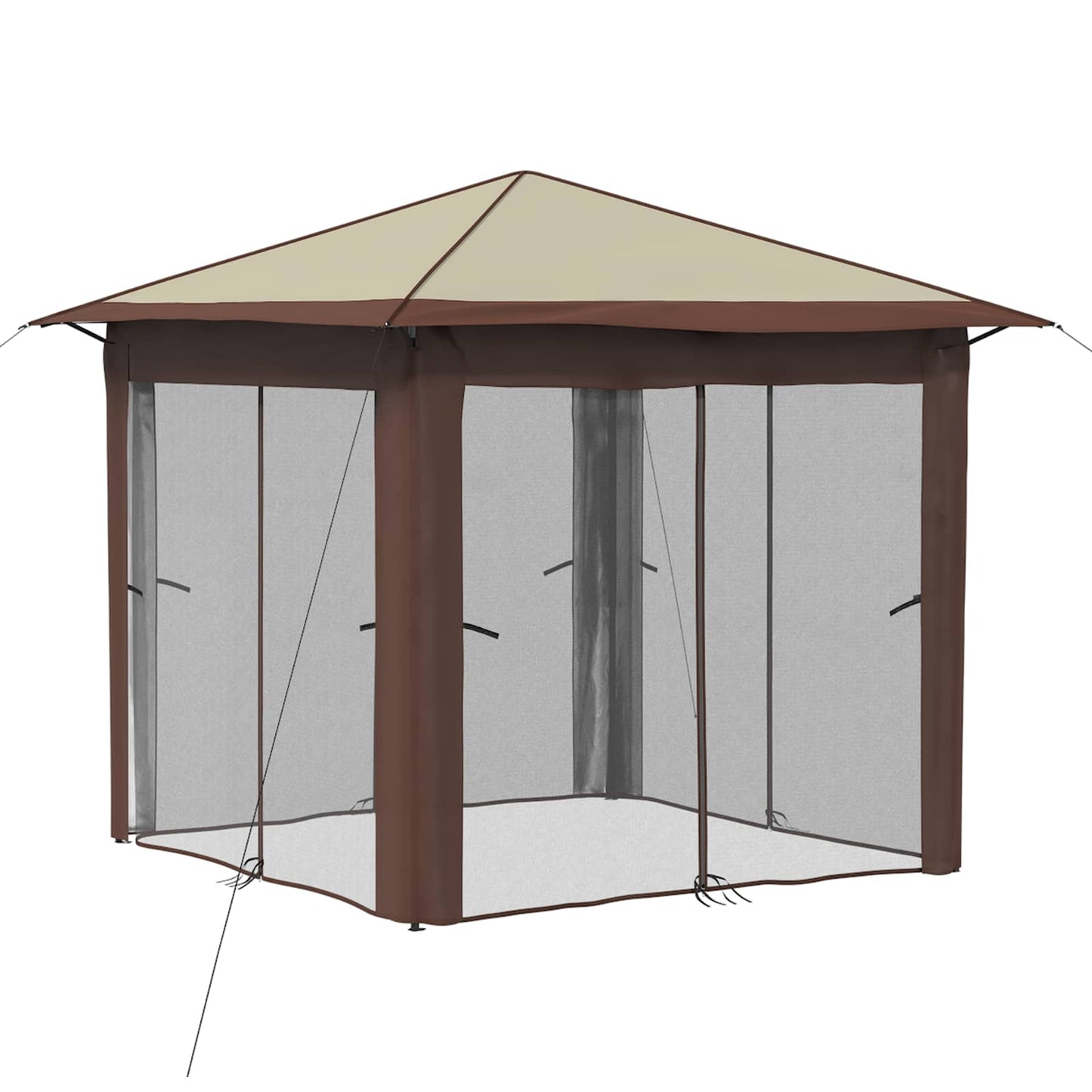 Gazebo with 4 Sidewalls 2.6 x 2.6 m Cream and Brown