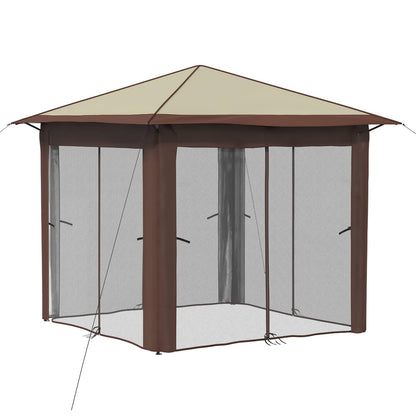 Gazebo with 4 Sidewalls 2.6 x 2.6 m Cream and Brown