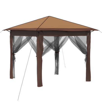 Gazebo with 4 Sidewalls 2.6 x 2.6 m Beige and Brown