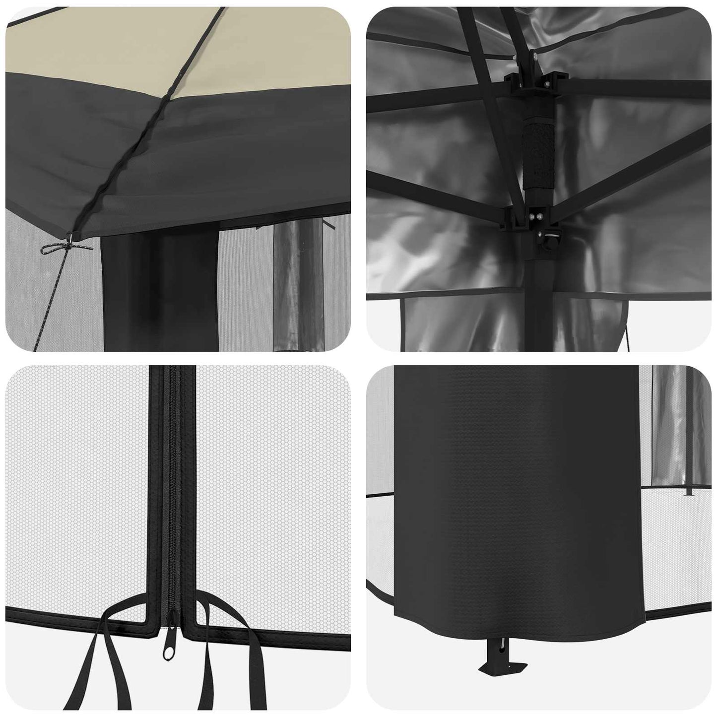Gazebo with 4 Sidewalls 2.6 x 2.6 m Cream and Anthracite