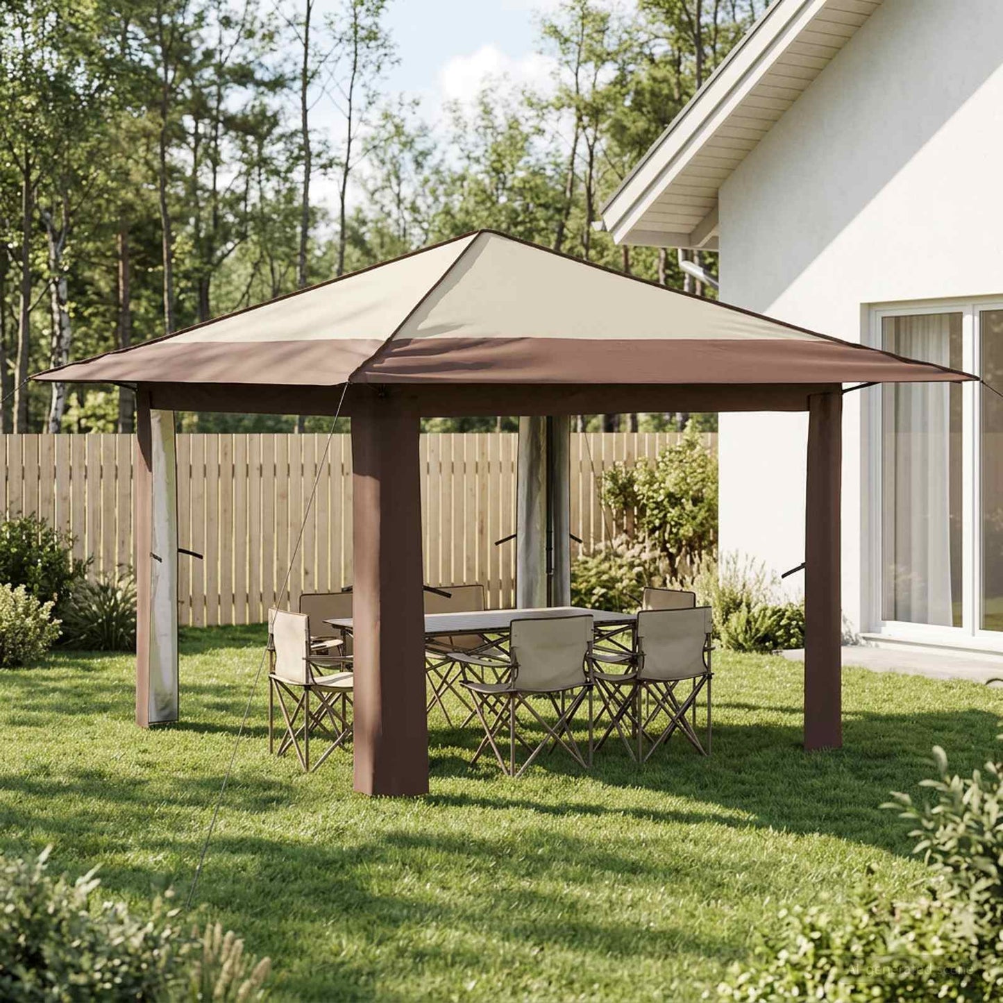 Gazebo without Sidewall 3.3 x 3.3 m Cream and Brown