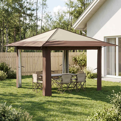 Gazebo without Sidewall 3.3 x 3.3 m Cream and Brown