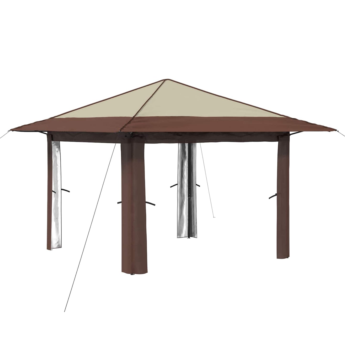 Gazebo without Sidewall 3.3 x 3.3 m Cream and Brown
