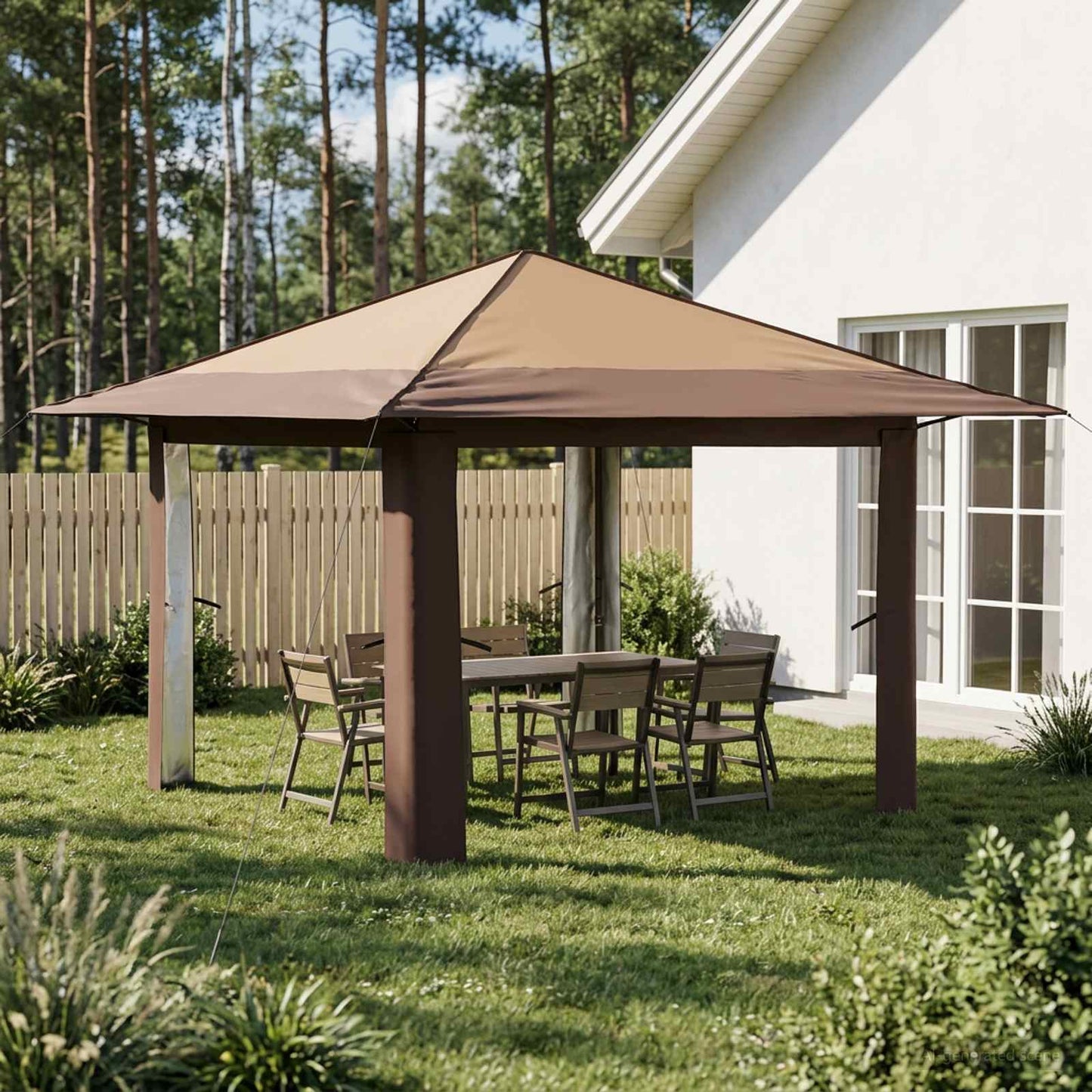 Gazebo without Sidewall 3.3 x 3.3 m Beige and Brown