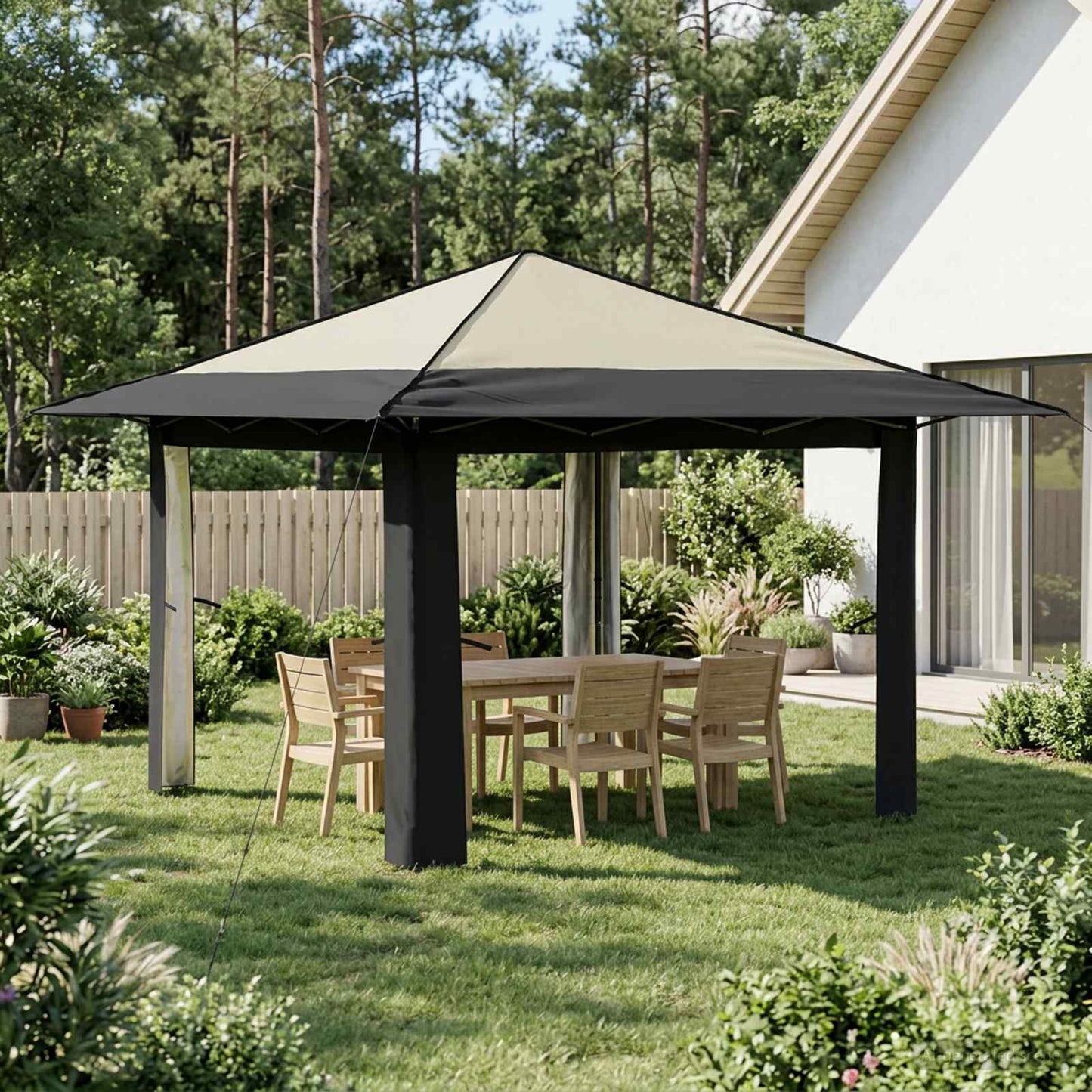 Gazebo without Sidewall 3.3 x 3.3 m Cream and Anthracite