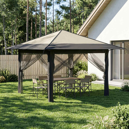 Gazebo with 4 Sidewalls 3.3 x 3.3 m Cream and Anthracite