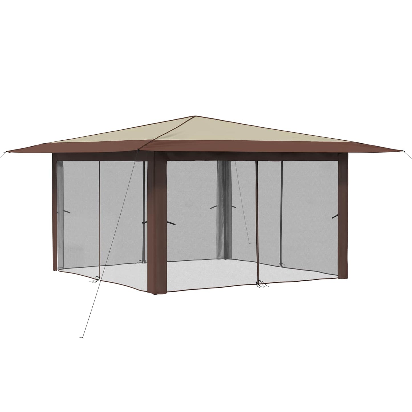 Gazebo with 4 Sidewalls 4 x 4 m Cream and Brown